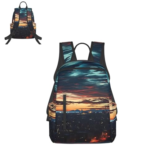 Travel Backpack for Women Men Cityscape Dusk Daypack 15 inch Lightweight Computer Bag Casual Back Pack - color: Cityscape Dusk
