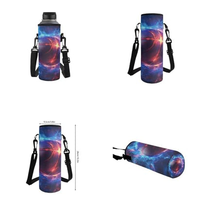 Fire Basketball Backpack for School Boys Backpack with Lunch Box Water Bottle Carrier with Strap and Soft Pencil Case 4PCS Set Bookbag with Front Pocket 17 inch Sturdy School Bag for Kids - color: Fire Basketball-1