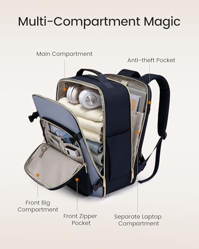 LOVEVOOK Travel Backpack for Women & Men, Airline Approved Carry On Luggage with 3 Packing Cubes, TSA Overnight Bags, Waterproof Personal Item Bag, Weekender Essentials Backpacks fits 17" Laptop - color: Dark Grey-light Grey-black, size: Large