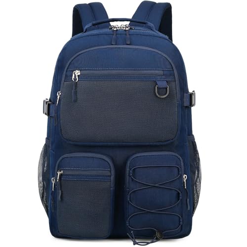 Lohol Water Resistant Daypack with Mulitiple Pockets for School Travel Outdoor College, 15.6 inch Laptop Backpack for Men and Women (Navy Blue) - color: Navy Blue