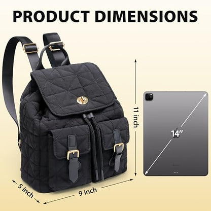 REVOTRA Small Backpack for Women, Mini Puffer Purse with Anti-theft Pocket, Small Waterproof Purse with Magnetic Closure & Multi-Pocket, Lightweight Quilted Daypack for Work, Travel, School - color: Black Magnetic Backpack