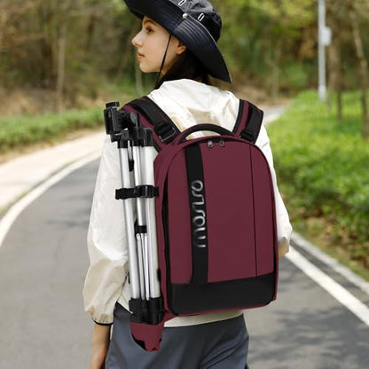MOSISO Camera Backpack,DSLR/SLR/Mirrorless Photography Backpack Buffer Padded Shockproof Camera Bag with Customized Modular Inserts&Tripod Holder Compatible with Canon,Nikon,Sony etc, Wine Red - color: Wine Red
