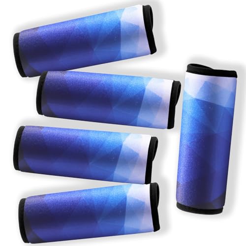 5 Pack Neoprene Luggage Handle Wraps for Suitcase Travel Luggage Tags/Identifiers/Marker/Grips (2.0 Version) (Blue) - color: Blue
