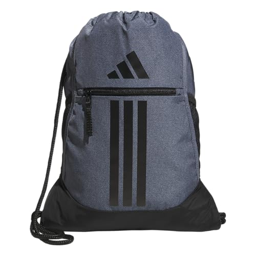 adidas Alliance Sackpack – Drawstring Backpack for Sports, Small Gym Bag, Twill Onix Grey/Black/3, OSFA - color: Twill Onix Grey/Black/3
