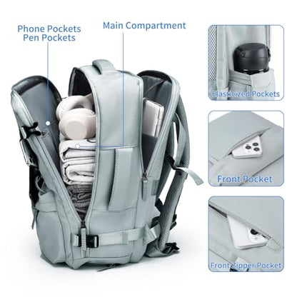 GAEKEAO Travel Backpack for Women Men, Airline Approved 15.6 Inch Laptop Carry On Backpack with Shoe Pouch Luggage Weekender Bag for Travel Business Work Hiking Blue - color: B04 Light Green