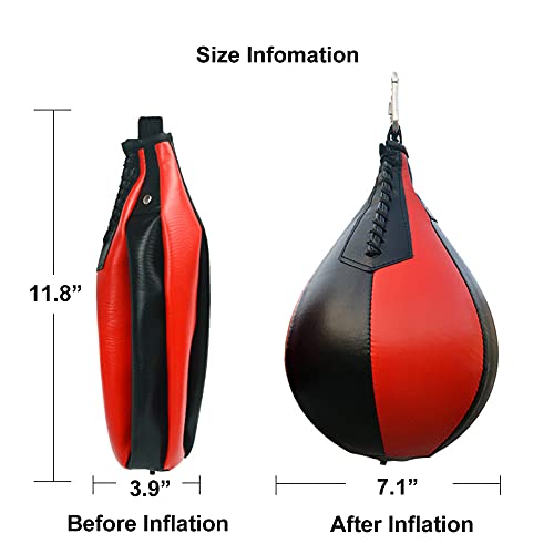 Punching Bag Boxing Speed Bag Swivel Set with Black Leather Ball & Pump - Professional Speed Ball Muay Thai Exercise Equipment Kit (Black)