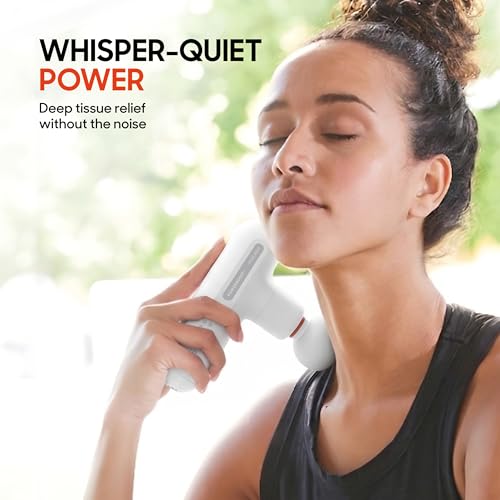Sharper Image Powerboost Move Aero Massage Gun – Deep Tissue Percussion Massager for Muscle Recovery & Pain Relief, Portable Mini Handheld Massager for Back, Neck & Shoulders, Quiet Travel Design - color: Platinum