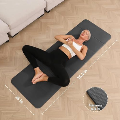 PAIDU Foldable Yoga Mat - 10mm Extra Thick, 75"26" Non-Slip Exercise Fitness Mat | SGS Eco-Certified, Portable for Yoga/Pilates/Studio/Home Workout (Black)