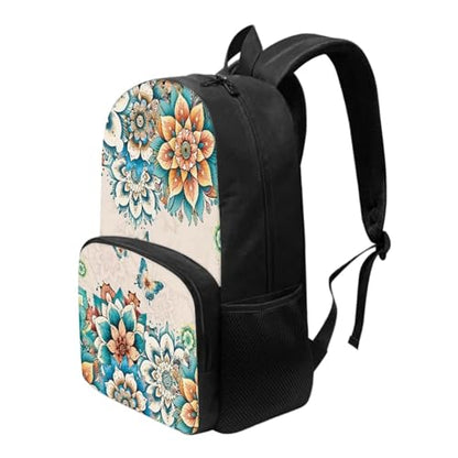 Talayituse Boho Mandala Butterfly Print Backpack for Kids Girls, Large Capacity School Backpack Bookbag Lightweight Casual Daypack with Adjustable Shoulder Strap for Travel Hiking School - color: Boho Mandala Butterfly