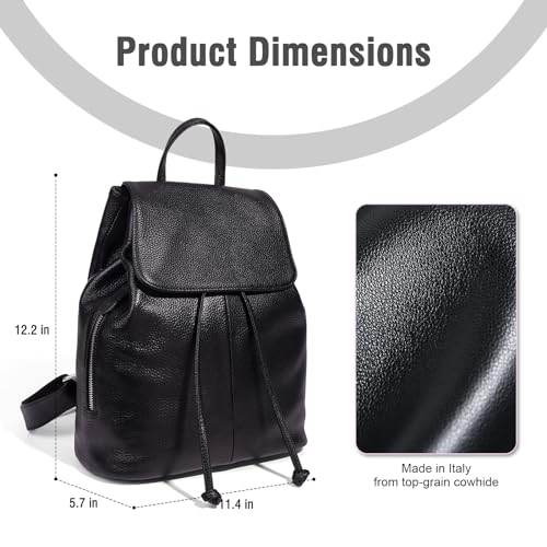 BOYATU Leather Backpack Purse for Women Fashion Design Ladies Shoulder Bag | Full-Grain Leather | Work Commuter & City Travel | Fashion RFID Pocket Bag | Compact Everyday Essentials (Black) - color: Black
