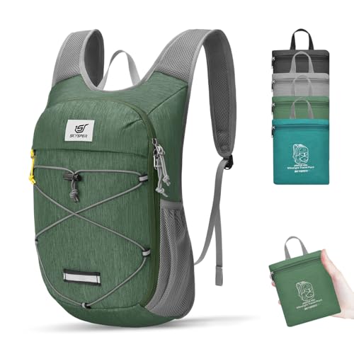 SKYSPER Foldable Hiking Backpack - 10L/15L Small Lightweight Daypack Breathable Travel Backpacks - color: Green, size: 10 l