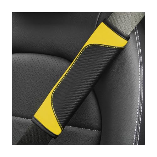 AUCELI 2PCS Car Seat Belt Cover, Carbon Fiber Seatbelt Shoulder Strap Covers, Breathable Leather Soft Harness Pad Protect Your Neck and Shoulder Compatible with Cars - color: Black/Yellow