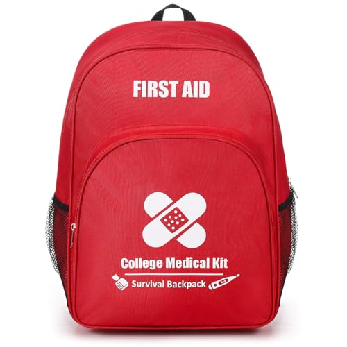 Tallew First Aid Bag Empty College Emergency Backpack Medical Kit Bag Waterproof Polyester First Responder Backpack for College Travel Trips, Camping, Dorm Use