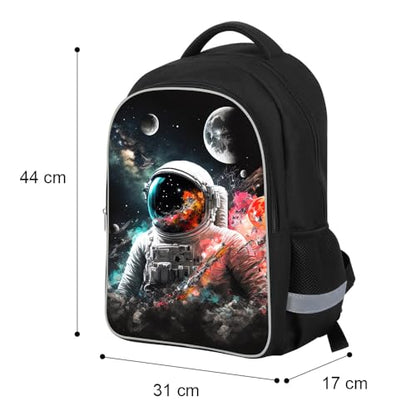 ZRENTAO Kids Backpack, 3D Reflective Cartoon, 600D Polyester & Dual Zippers, 17" Bookbag with Ergonomic Design for boys & girls age 6-18, Astronauts Space Style for school Children Kids - color: 09##astronauts