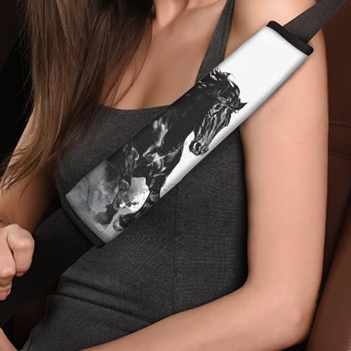 2PCS Horse Car Seat Belt Covers Shoulder Pads Comfy Carbon Fiber Car Seat Belt Pads Safety Belt Cover Pad Watercolor Decoration Interior Car Accessories,Universal Fit Cars SUV Trucks - color: Horse