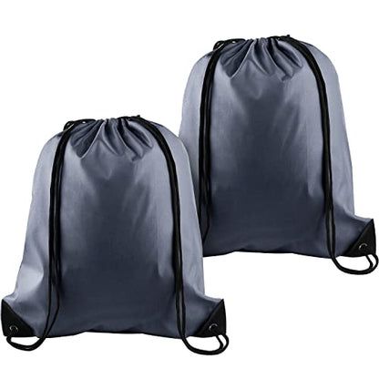 KUUQA 2 Pcs Gray Drawstring Backpacks, 40cm*34cm/15.7"*13.4", Gym, Travel, Outdoor Activities - color: Gray