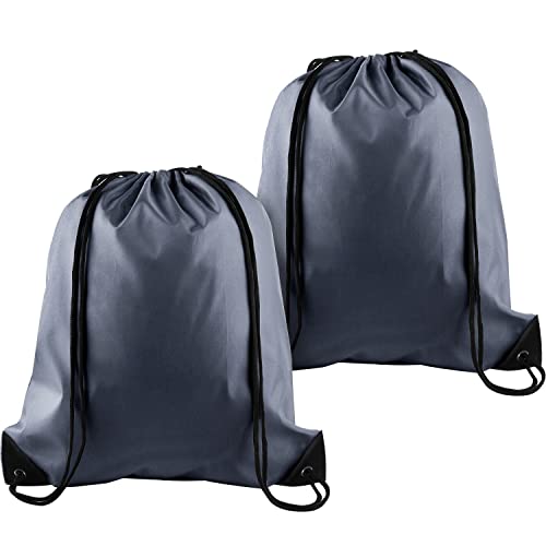 KUUQA 2 Pcs Gray Drawstring Backpacks, 40cm*34cm/15.7"*13.4", Gym, Travel, Outdoor Activities - color: Gray