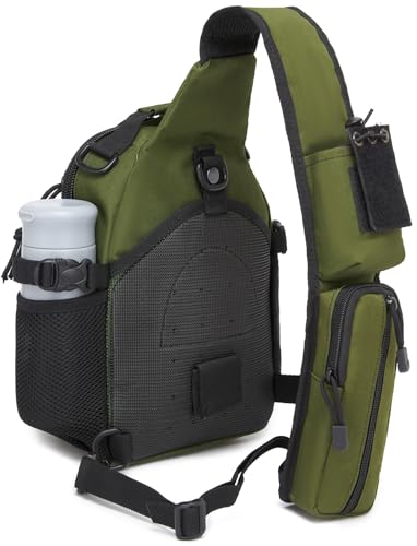 Small Tactical Holster Sling Backpack Accessories Shoulder Pouch Water Bottle & Radio Holder Crossbody Bag for Men - color: Army Green