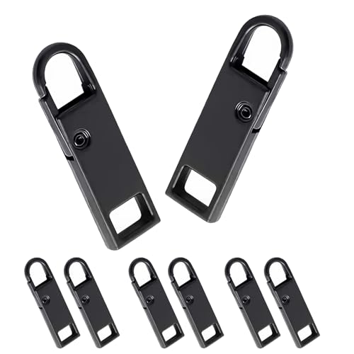 Deoward Zipper Pull Replacement Metal Zipper Handle Mend Fixer Tab Repair for Luggage, Backpacks, Suitcases, Jackets, Purses, Handbags (6 PCS) - style: Black Zipper Pulls Cord