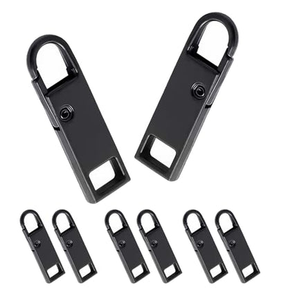 Deoward Zipper Pull Replacement Metal Zipper Handle Mend Fixer Tab Repair for Luggage, Backpacks, Suitcases, Jackets, Purses, Handbags (6 PCS) - style: Black Zipper Pulls Cord