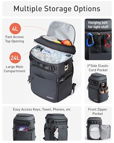 TOURIT Cooler Backpack 32 Cans Large Capacity Insulated Backpack Cooler Bag for Men Women to Picnic, Hiking - color: Grey