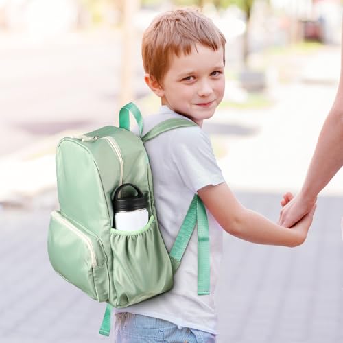 1 Piece Nylon Backpack Kids School Backpack for Toddler Girls Boys Plain Waterproof Preppy Bookbags Travel for Student (Matcha) - color: Matcha