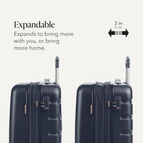 SWISSGEAR Signature Hardside Expandable Carry-On Spinner & Mini Weekender Tote Set, ABS Construction, TSA-Friendly Lock, Navy, 2-Piece Set (19-Inch/Mini Weekender Tote) - color: Navy, size: 2-Piece Set (Mini Weekender/19")