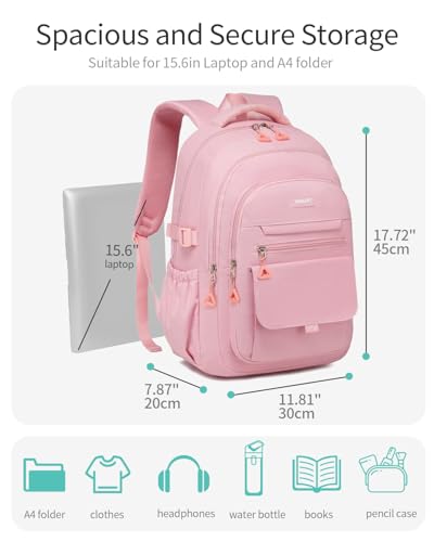 Cute Backpacks for Girls, Teens Aesthetic High School Laptop Backpack College Student Women Bookbag, Mochilas Escolares para Niñas, Pink - color: Pink, size: 15.6in
