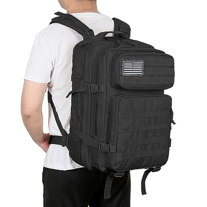 QT&QY 45L Military Tactical Backpacks Molle Army Assault Pack 3 Day Bug Out Bag Hiking Treeking Rucksack… - color: 1.1 Black
