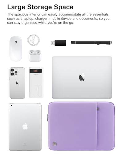DOMISO Laptop Case Laptop Sleeve Cover Compatible with 15 inch MacBook Air M4/A3241 2025, M3/A3114,M2/A2941,15 inch MacBook Pro A1990 A1707,Compatible with Dell XPS 15 Plus with Pocket,Purple - color: Purple, size: 14 inch