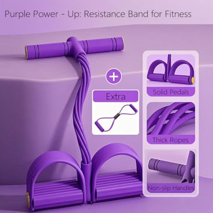 Lenporl 6-Tube Pedal Ankle Puller Resistance Bands with Free Figure 8 Exercise Bands Included,Pedal Puller Resistance Band with Handle for Home Gym,Yoga & Pilates,Ideal to Tone Arms,Abs,Waist Unisex