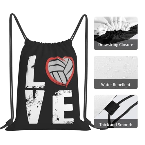 Love Volleyball Unisex Drawstring Backpack Bag Sport Gym Travel Swim Sackpack - color: Love Volleyball8