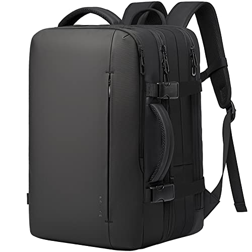 BANGE 35L Men's Expandable Laptop Backpack for 17.3Inch Laptop, Carry On Backpack Fits Under Seat Airline Approved, Personal Item Travel Bag for Men… - color: Black(vertical Pocket), size: 35L(expansion)