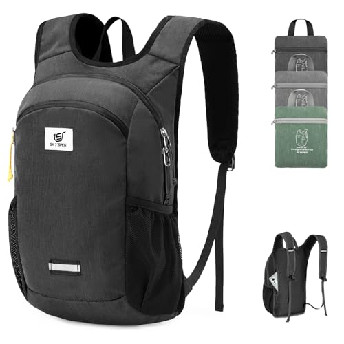 SKYSPER 10L Hiking Backpack, Foldable & Packable Lightweight Daypack for Travel, Collapsible Small Compact Hiking Backpack for Women & Men, Black - color: Black