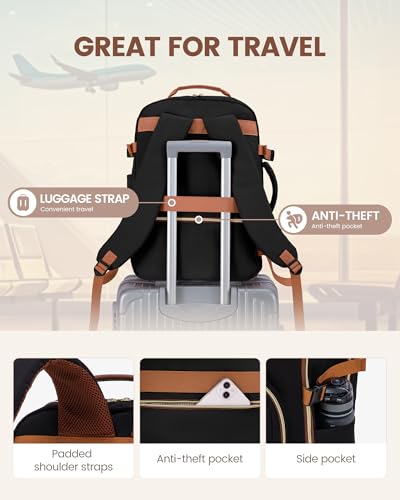 LOVEVOOK 50L Travel Backpack Flight Approved Carry on Backpack,3 Packing Cubes,Waterproof Personal Item Travel Bag,TSA Carry on Luggage Suitcase Travel Essentials,Gifts for Women & Men,fits 18" Laptop - color: Black-leopard Print, size: X-Large-50L-4Pcs