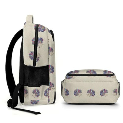 Cute College Laptop Backpack Hedgehog Polka Dot, Sturdy Travel Business Bag with Tumbler Holder Gifts for Nurse Teacher Women - color: Pattern (262)