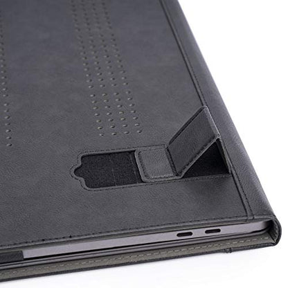TYTX Compatible with MacBook Pro Leather Case 15 Inch 2016-2019 Release (A1990 A1707) Laptop Sleeve Protective Folio Book Cover with Vents, Black - color: Black