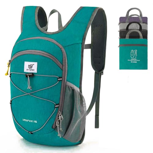 SKYSPER 15L/20L Foldable Hiking Backpack Lightweight Packable Travel Daypack with Chest Strap Small Folding Pack for Walking - color: Green, size: 15l