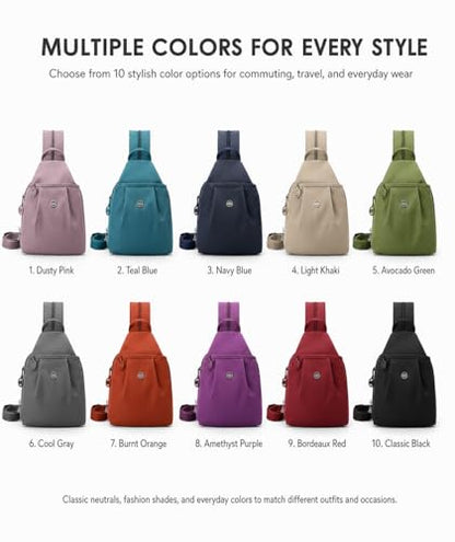 Sling Backpack for Women, Water-Resistant Crossbody Chest Bag for Travel, Work, Gym, Students & Daily Use - color: Taro Pink