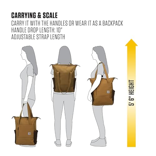 Carhartt Classic Convertible Backpack Tote, Durable Water Repellent Material W/ 17" Laptop Sleeve, Black - color: Black