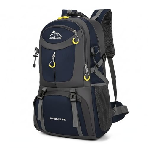 Hiking Backpack for Men, Large Capacity Laptop Travel Bag, Durable Work Bag Vintage Style Outdoor Rucksack for Work (DeepBlue) - color: Deepblue