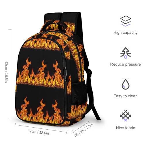 Water Resistant Travel Daypack Fire, Lightweight Laptop Backpack with Water Bottle Pockets for Men Women College Work - color: Pattern (349)