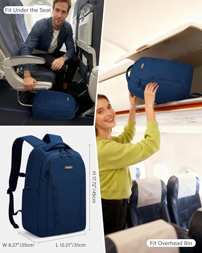 HanTrip Travel Laptop Backpack Carry On, 18 Inch Large Work Backpack School Book Bags, Light Water Resistant Backpacks for Women Men with Luggage Strap Water Bottle Pocket Chest Strap, Navy Blue - color: Navy Blue-1