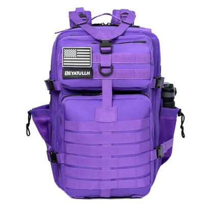 45L Military Tactical Backpack for Men & Women Bug Out Bag Assault pack Molle Daypack Hiking Trekking Rucksack (2.0 side pockets (purple)) - color: 2.0 Side Pockets (Purple)