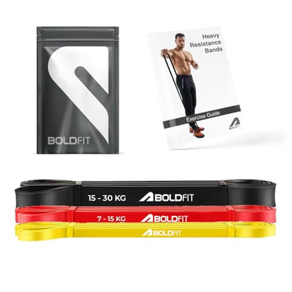 Boldfit heavy resistance band workout exercise and stretching pull up bands home exercise bands for gym men women resistance bands bands - style: Yellow Red Black - (Medium)