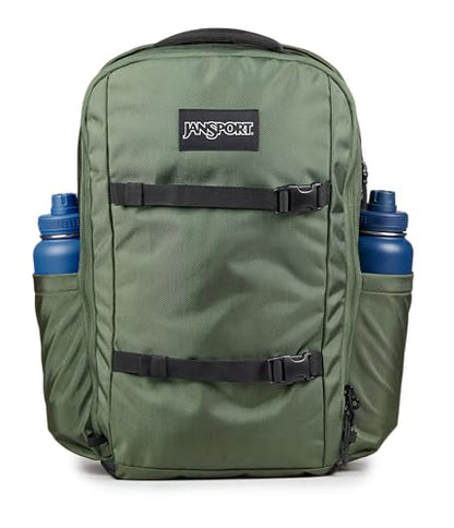 JanSport Venture Pack – Travel Pack With Large Main Compartment with Compression Straps, Dual Water Bottle Pockets, Padded Hip Belt & Luggage Trolley Pass-Through, Cargo Green - color: Cargo Green, style: Venture Pack