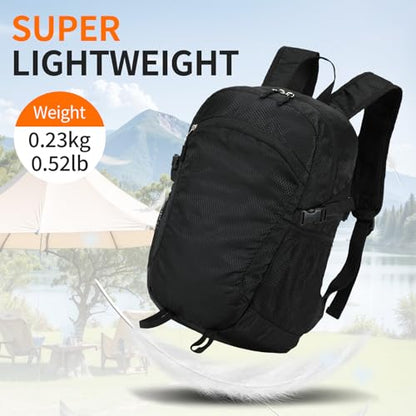Small Hiking Backpack Travel Lightweight Hiking Packable Daypack Water-Resistant Foldable Ultralight Backpacks 15L for Travel Women Men Camping (Black) - color: Black, size: 15L