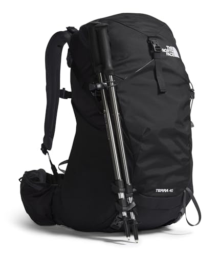 The North Face Terra 40 Backpack - Unisex Hiking Pack, Padded Hipbelt, Pole & Ice Axe Attachments, Hydration Sleeve, TNF Black/Asphalt Grey-NPF, Small/Medium - size: Small-Medium