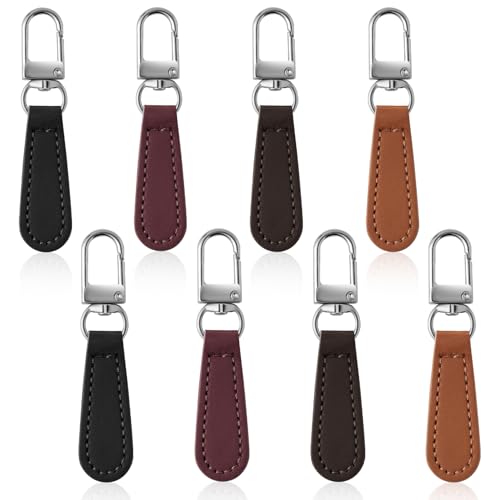 Deoward Zipper Pull Replacement Leather Handle Detachable Zipper Repair Tab for Luggage, Backpacks, Suitcases, Jackets, Purses, Handbags (8 PCS) - style: Leather Handle Zipper Pulls (Mixed Colors)