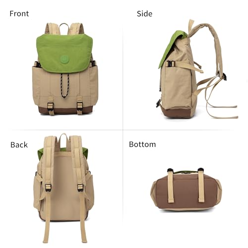 HUARIPOLYOutdoor backpack, lightweight waterproof casual daily bag, multifunctional travel drawstring bag - color: Khaki